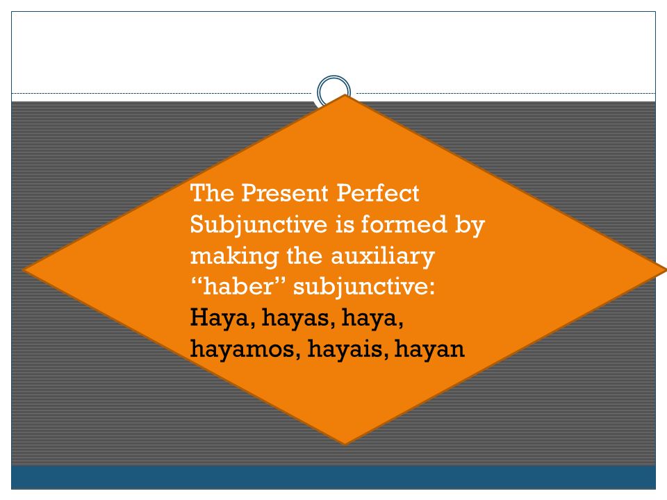 The Present Perfect Subjunctive is formed by making the auxiliary haber subjunctive: