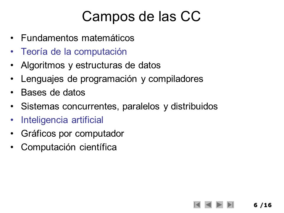 Campos de las CC Fundamentos matemáticos Teoría de la computación