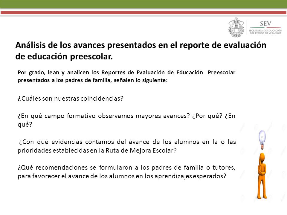 Análisis de los avances presentados en el reporte de evaluación de educación preescolar.