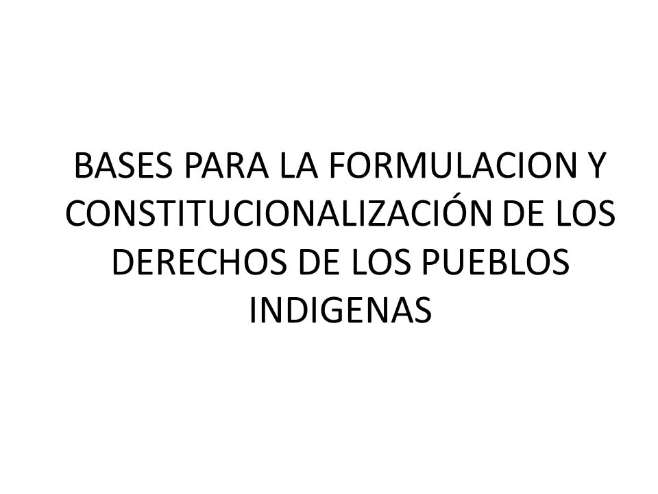 BASES PARA LA FORMULACION Y CONSTITUCIONALIZACIÓN DE LOS DERECHOS DE LOS PUEBLOS INDIGENAS