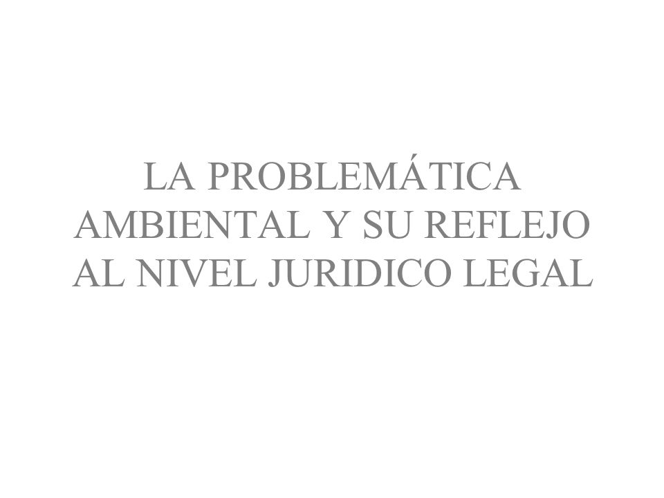 LA PROBLEMÁTICA AMBIENTAL Y SU REFLEJO AL NIVEL JURIDICO LEGAL