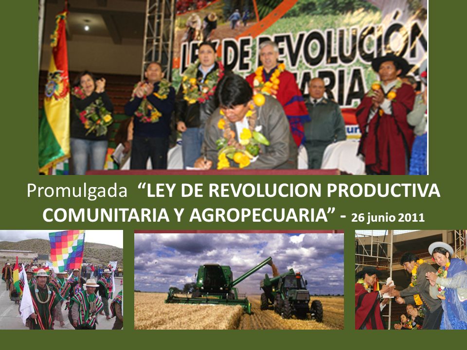 Promulgada LEY DE REVOLUCION PRODUCTIVA COMUNITARIA Y AGROPECUARIA - 26 junio 2011