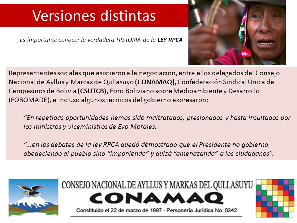 Versiones distintas Es importante conocer la verdadera HISTORIA de la LEY RPCA.