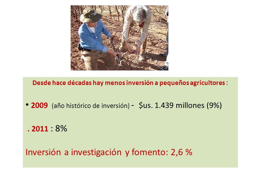Desde hace décadas hay menos inversión a pequeños agricultores :