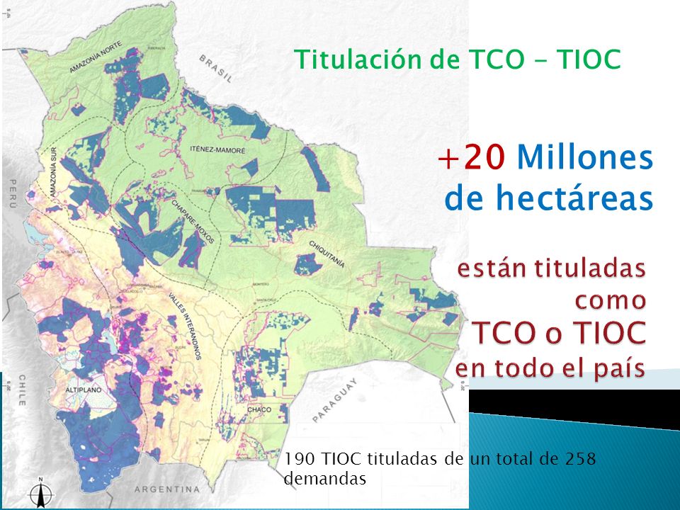 están tituladas como TCO o TIOC en todo el país