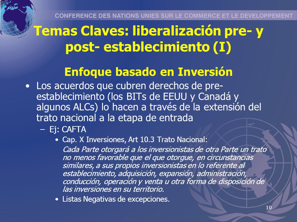 Temas Claves: liberalización pre- y post- establecimiento (I)