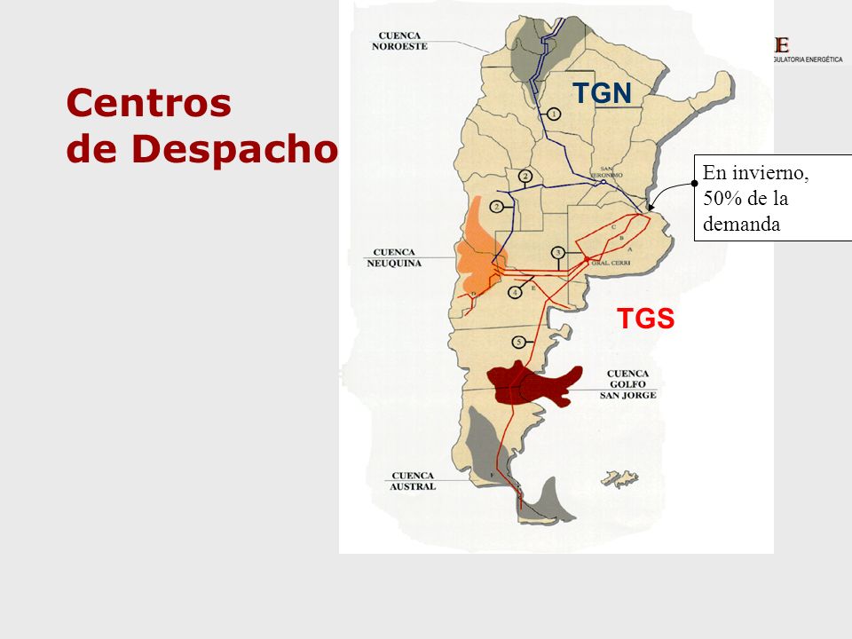 TGN TGS Centros de Despacho En invierno, 50% de la demanda
