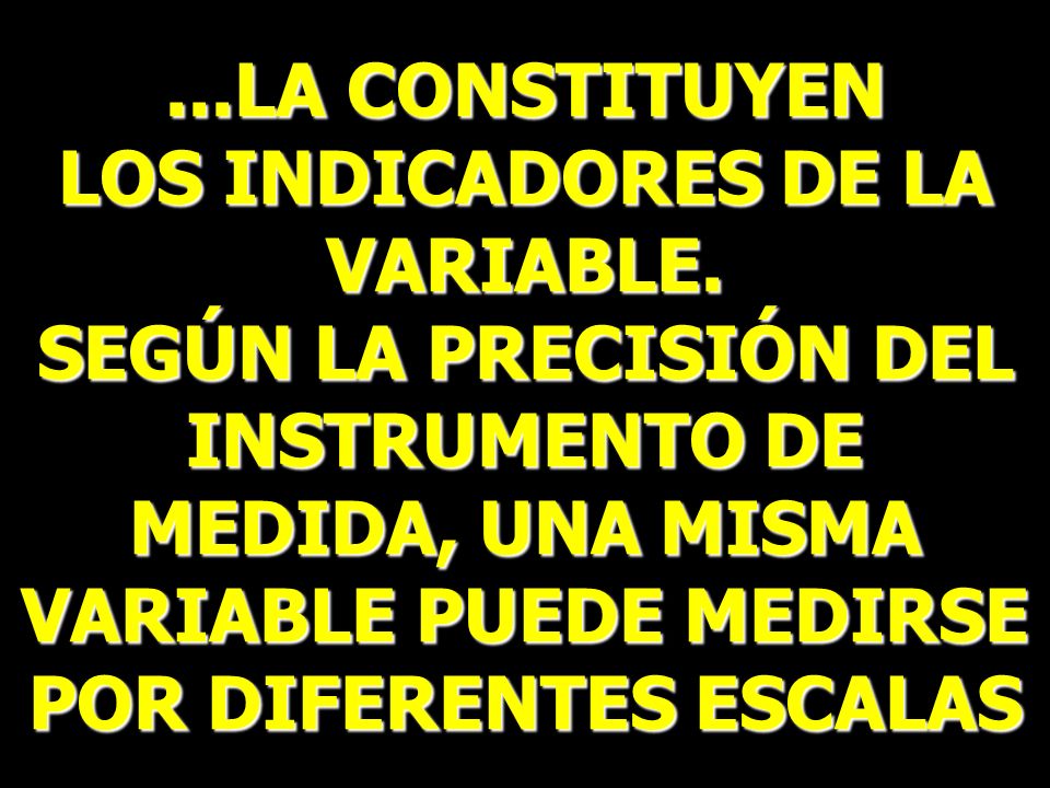 LOS INDICADORES DE LA VARIABLE. SEGÚN LA PRECISIÓN DEL INSTRUMENTO DE