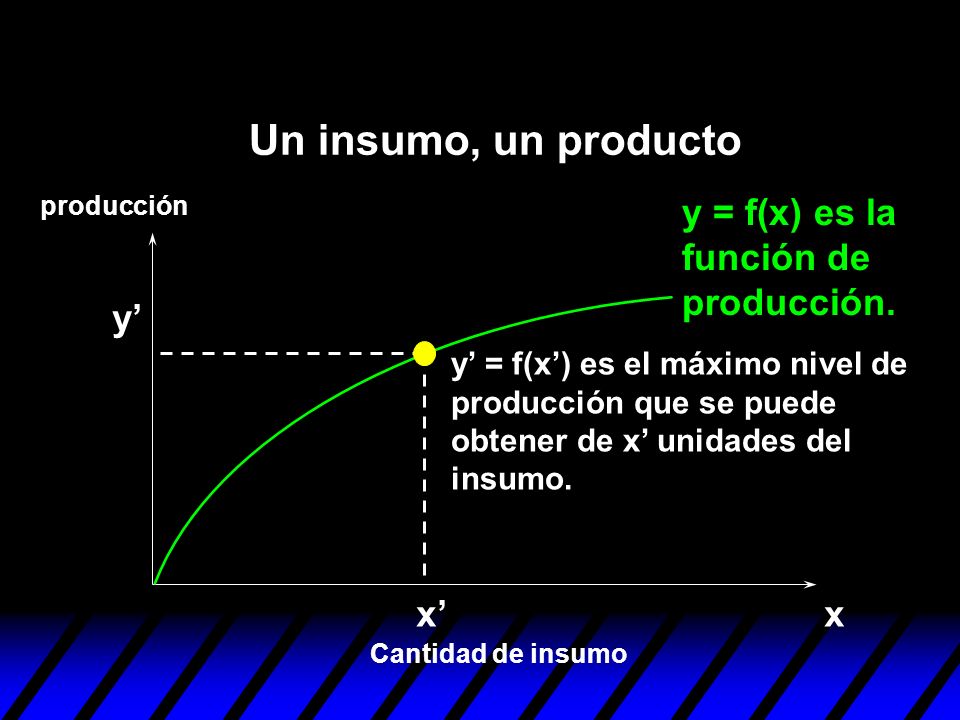 Un insumo, un producto y = f(x) es la función de producción. y’ x’ x