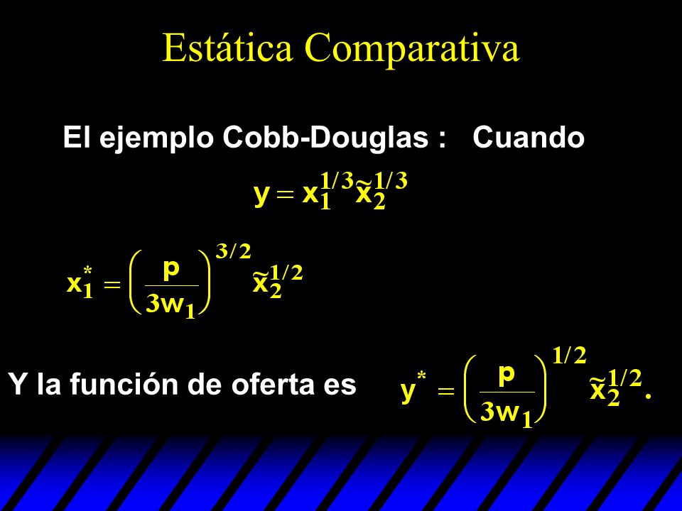 Estática Comparativa El ejemplo Cobb-Douglas : Cuando