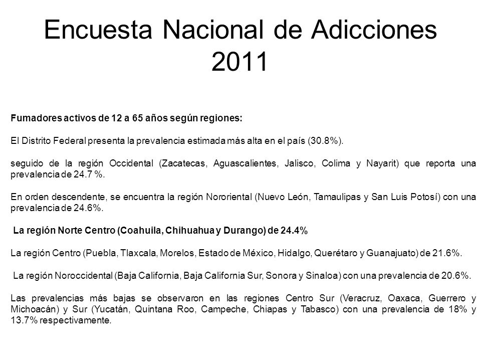 Encuesta Nacional de Adicciones 2011