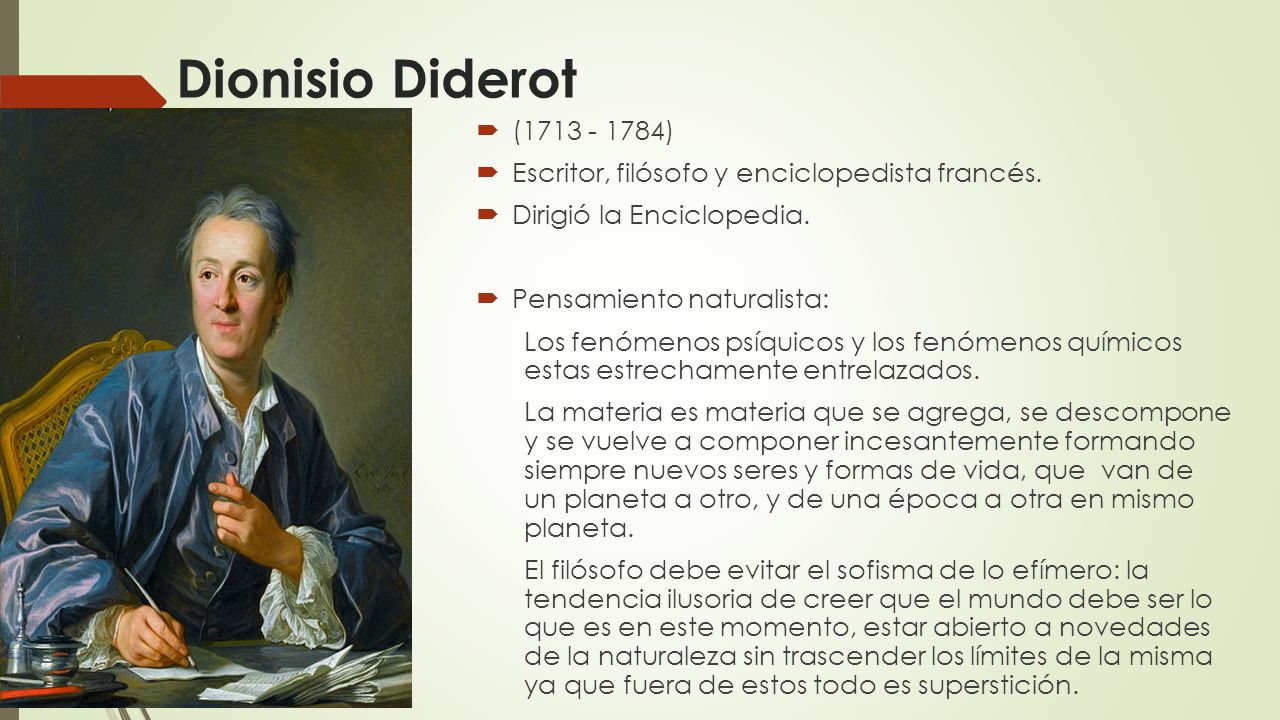 Dionisio Diderot ( ) Escritor, filósofo y enciclopedista francés. Dirigió la Enciclopedia.