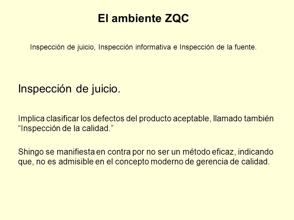 El ambiente ZQC Inspección de juicio, Inspección informativa e Inspección de la fuente.