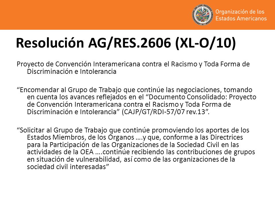 Resolución AG/RES.2606 (XL-O/10)