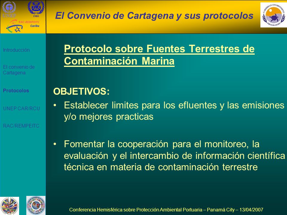 El Convenio de Cartagena y sus protocolos