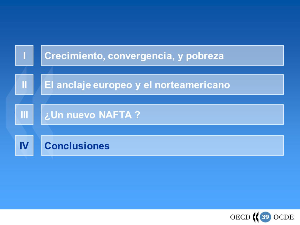 I Crecimiento, convergencia, y pobreza. II. El anclaje europeo y el norteamericano. III. ¿Un nuevo NAFTA