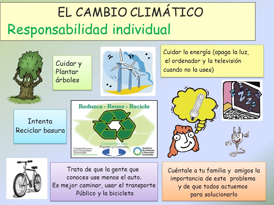 EL CAMBIO CLIMÁTICO Responsabilidad individual