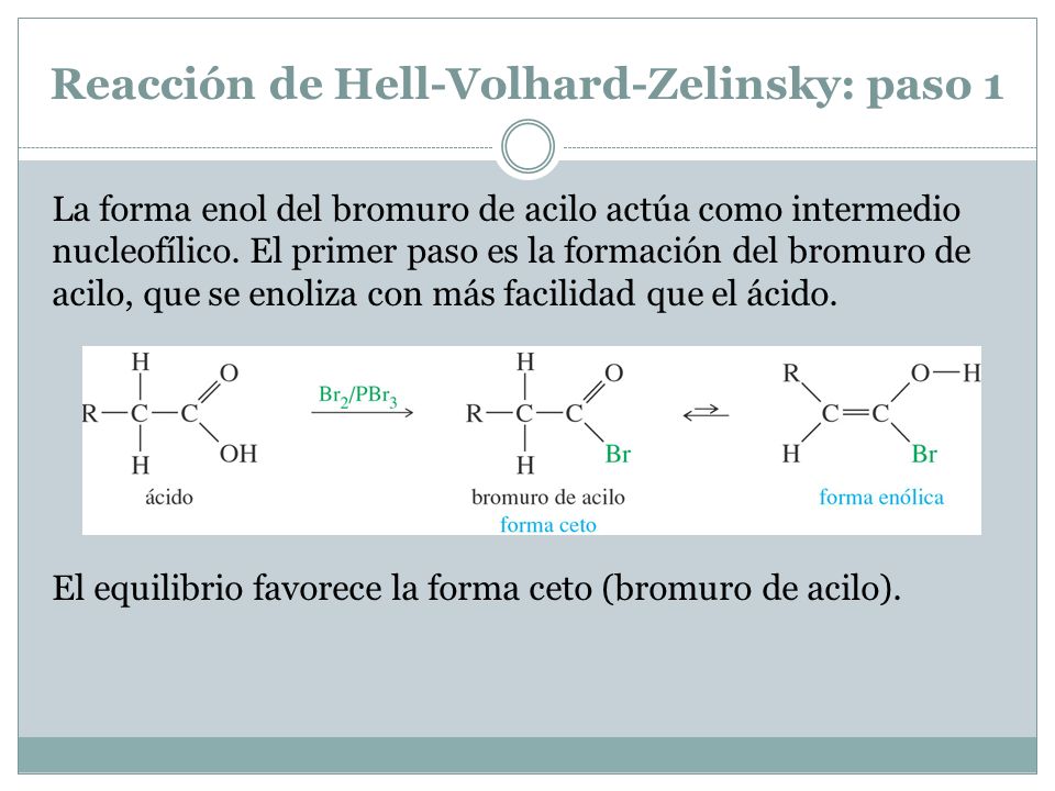 Reacción de Hell-Volhard-Zelinsky: paso 1