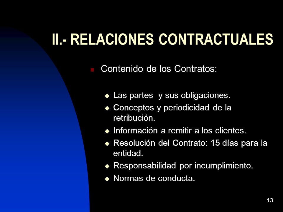 II.- RELACIONES CONTRACTUALES