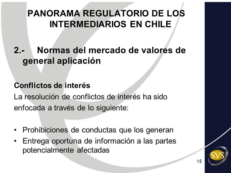 PANORAMA REGULATORIO DE LOS INTERMEDIARIOS EN CHILE