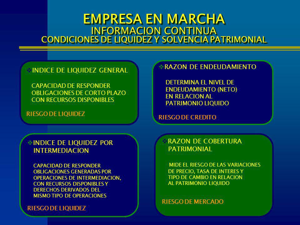 EMPRESA EN MARCHA INFORMACION CONTINUA CONDICIONES DE LIQUIDEZ Y SOLVENCIA PATRIMONIAL
