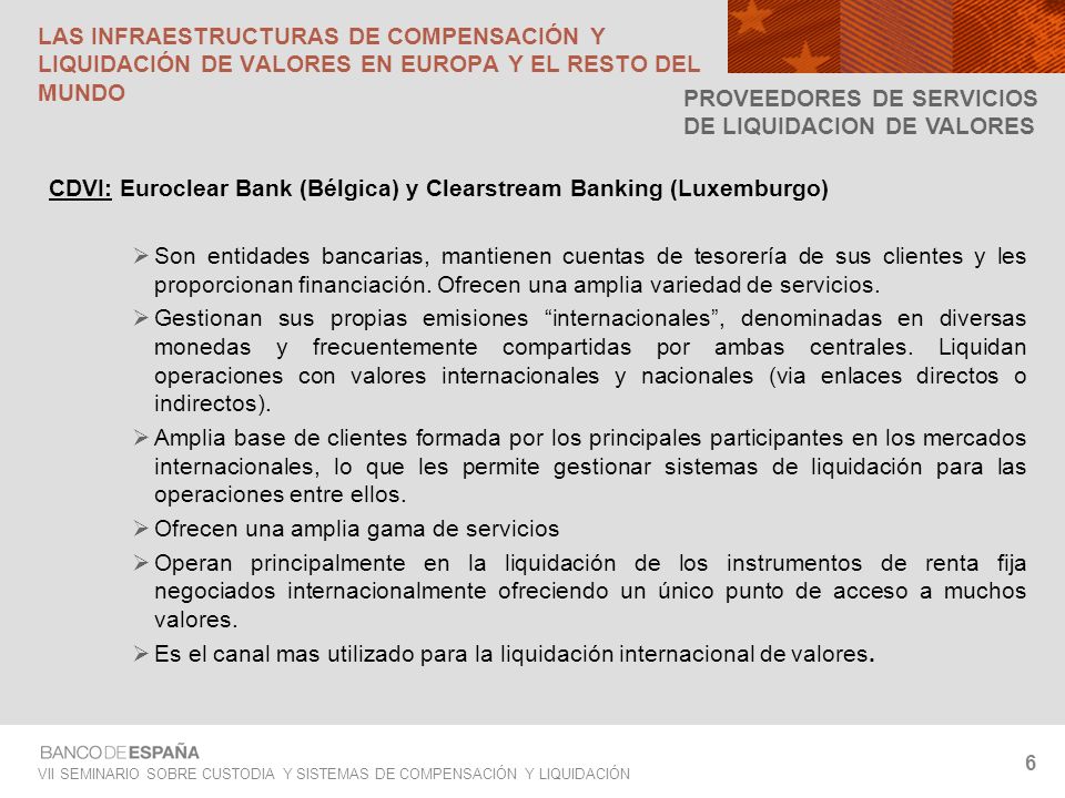 LAS INFRAESTRUCTURAS DE COMPENSACIÓN Y LIQUIDACIÓN DE VALORES EN EUROPA Y EL RESTO DEL MUNDO