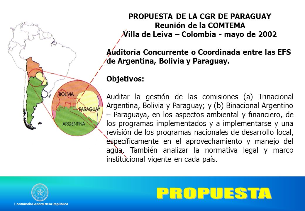 PROPUESTA PROPUESTA DE LA CGR DE PARAGUAY Reunión de la COMTEMA