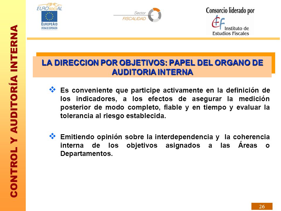 LA DIRECCION POR OBJETIVOS: PAPEL DEL ORGANO DE AUDITORIA INTERNA
