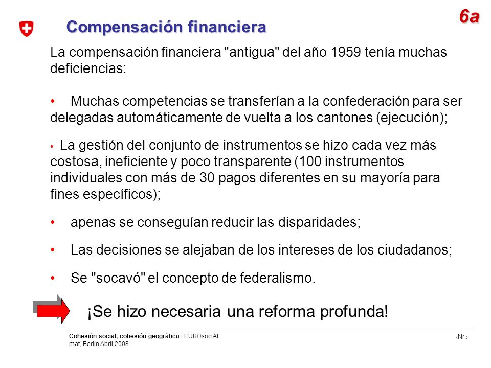 6a Compensación financiera ¡Se hizo necesaria una reforma profunda!