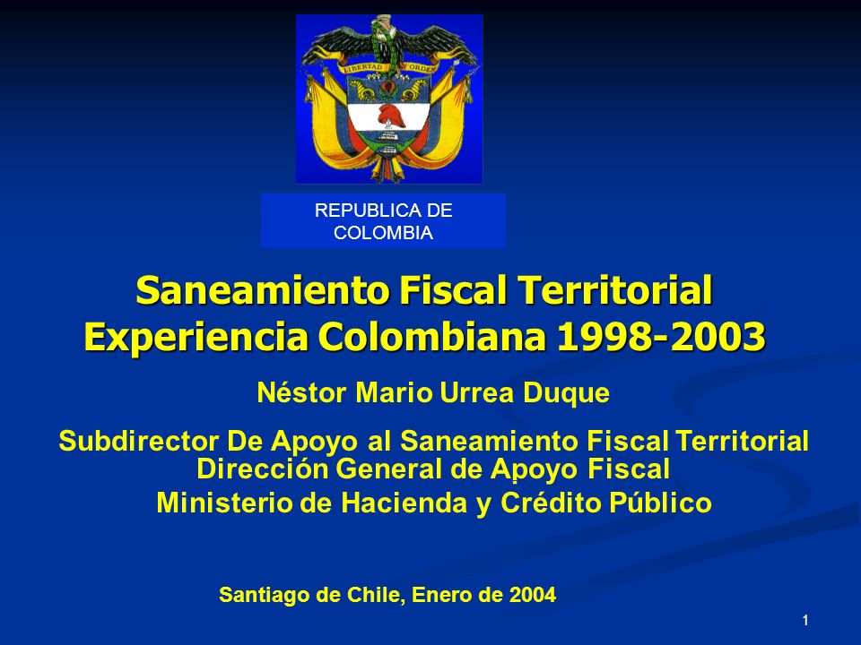 Saneamiento Fiscal Territorial Experiencia Colombiana