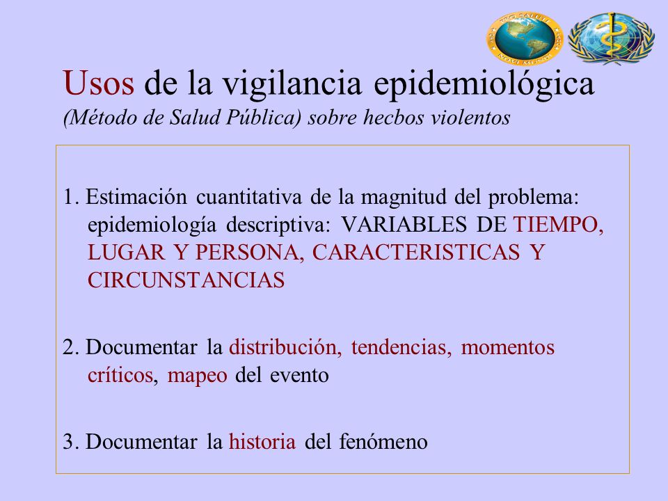 Usos de la vigilancia epidemiológica (Método de Salud Pública) sobre hecbos violentos