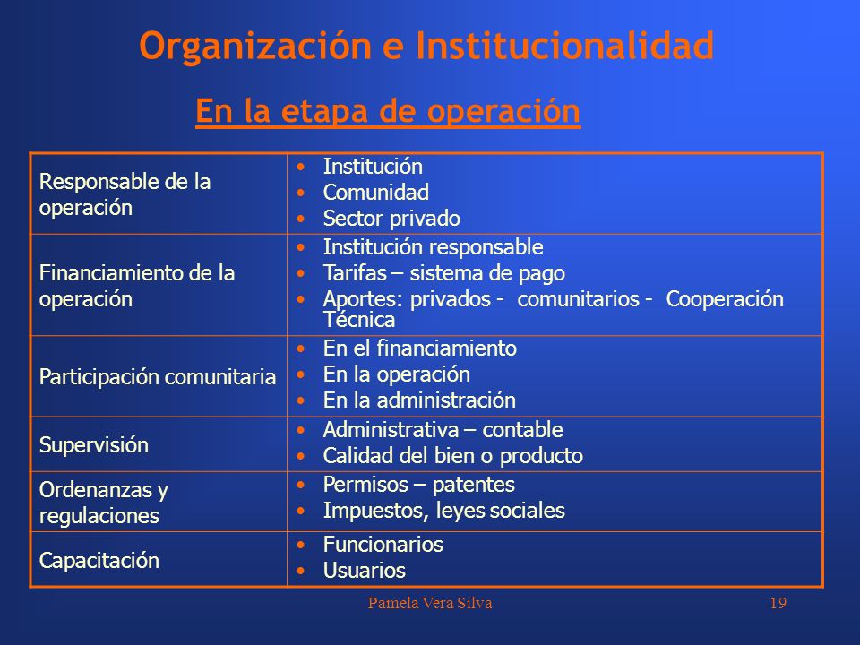 Organización e Institucionalidad