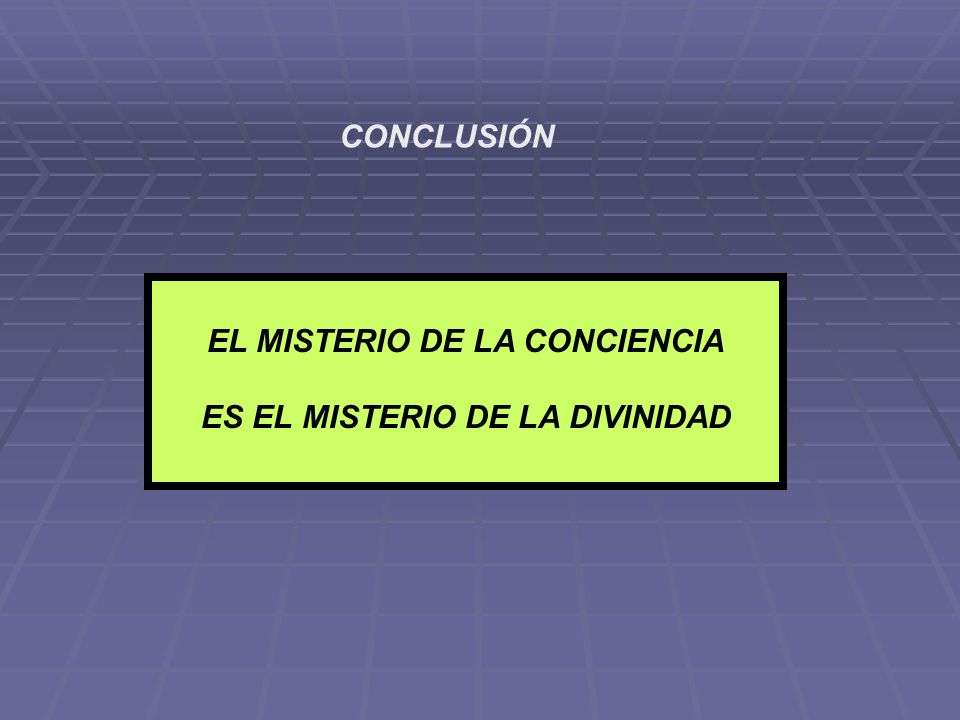 EL MISTERIO DE LA CONCIENCIA ES EL MISTERIO DE LA DIVINIDAD