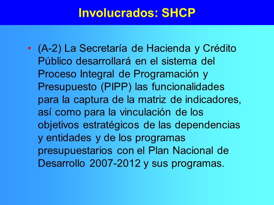 Involucrados: SHCP