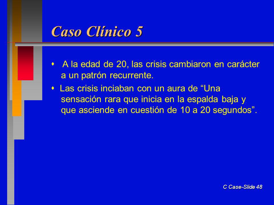 Caso Clínico 5  A la edad de 20, las crisis cambiaron en carácter a un patrón recurrente.