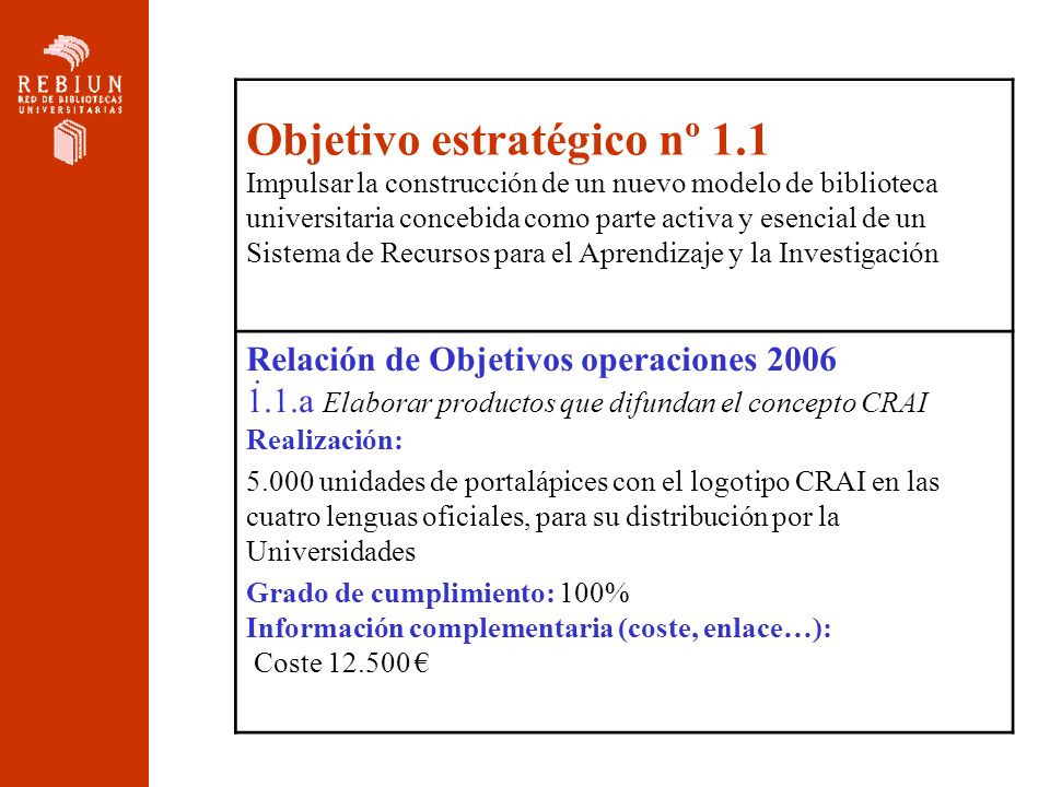 Relación de Objetivos operaciones 2006