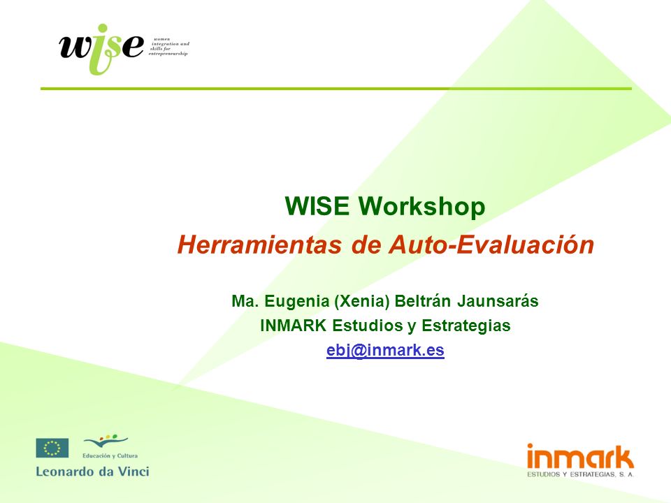 WISE Workshop Herramientas de Auto-Evaluación