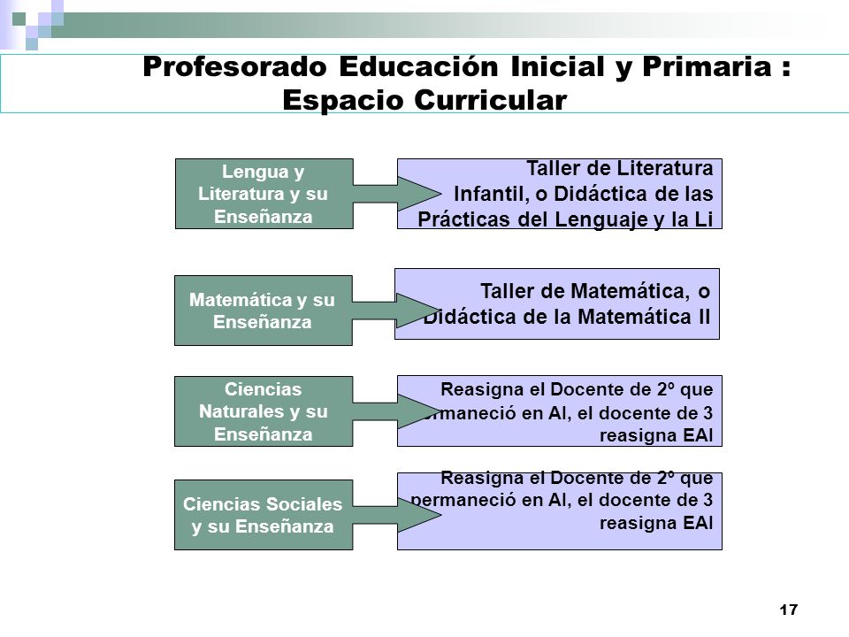 Profesorado Educación Inicial y Primaria : Espacio Curricular