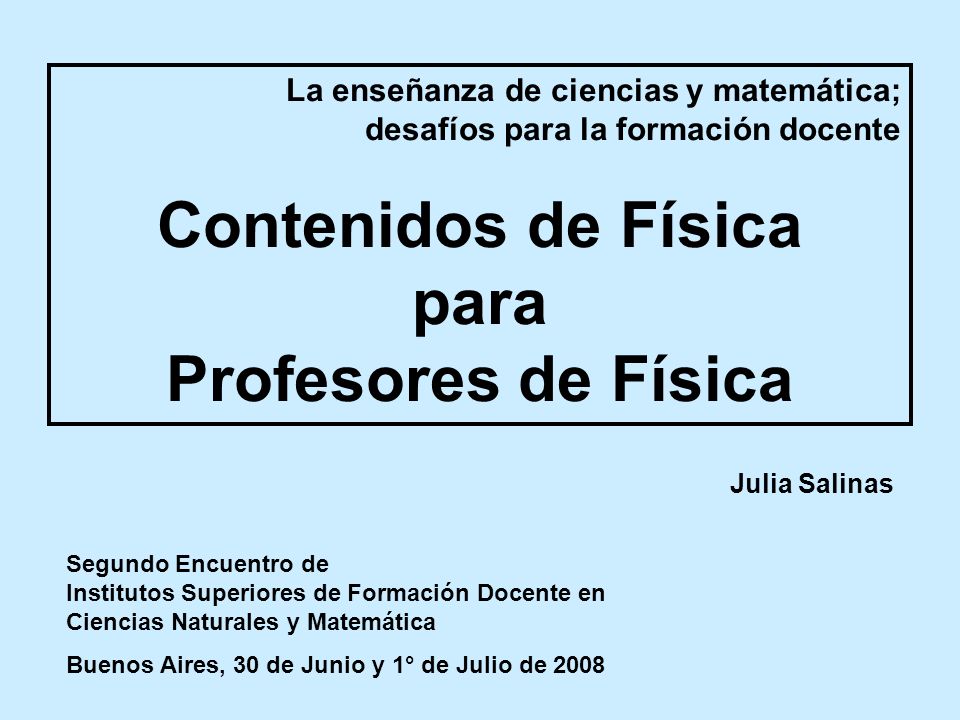 Contenidos de Física para Profesores de Física