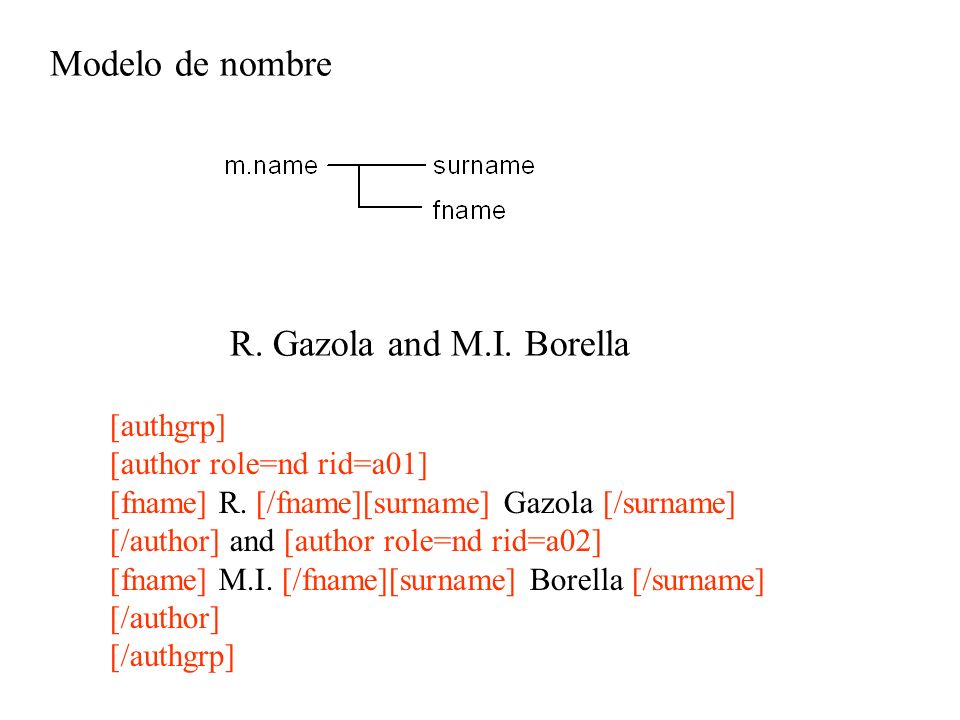 Modelo de nombre R. Gazola and M.I. Borella [authgrp]