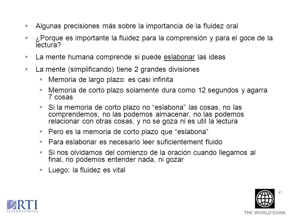 Algunas precisiones más sobre la importancia de la fluidez oral
