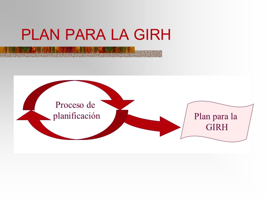 PLAN PARA LA GIRH Proceso de planificación Plan para la GIRH