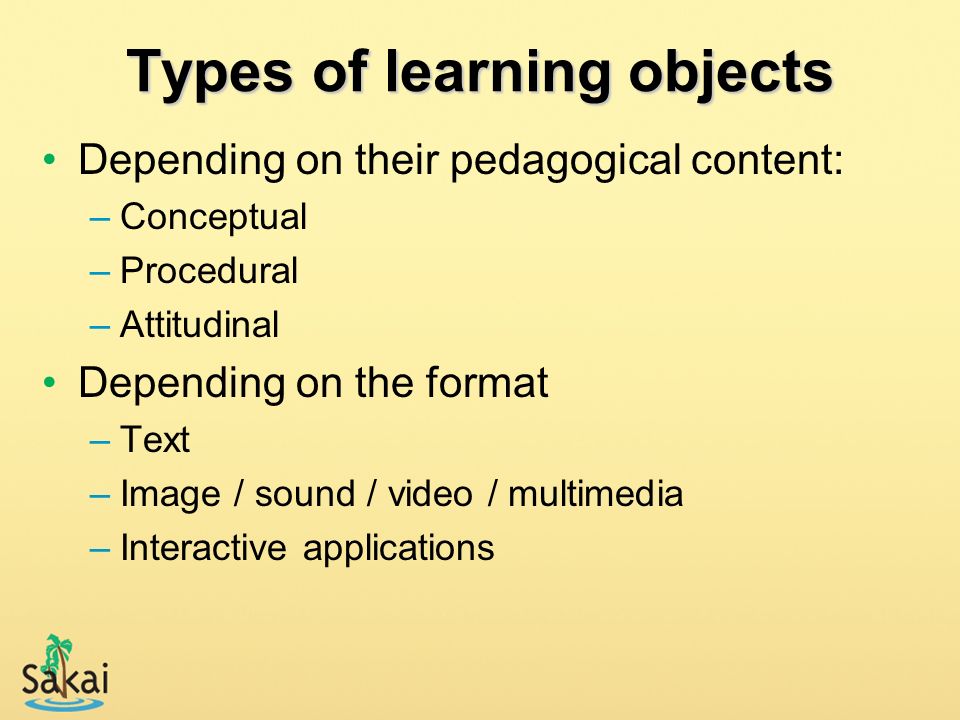Types of learning objects