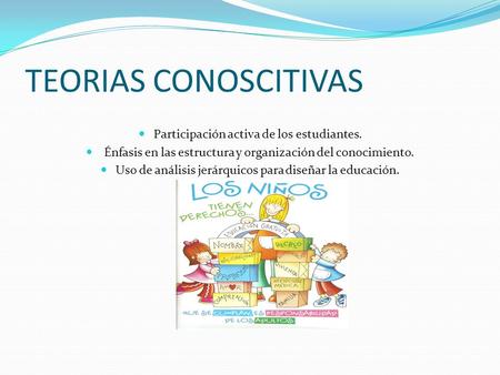 TEORIAS CONOSCITIVAS Participación activa de los estudiantes.