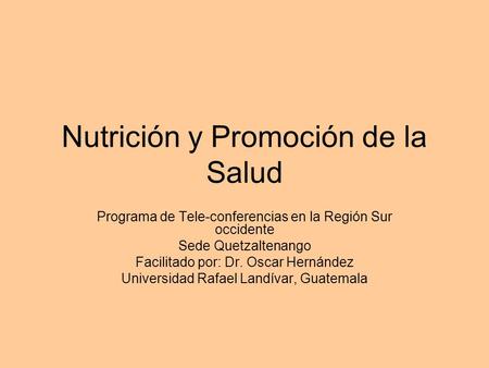 Nutrición y Promoción de la Salud