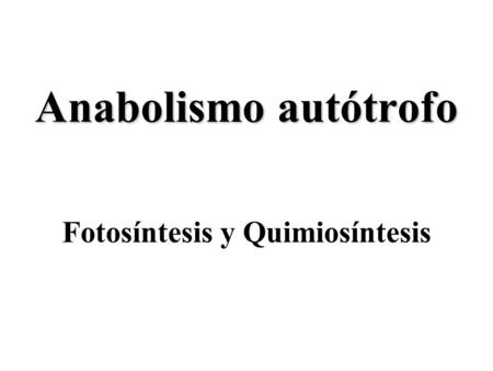 Fotosíntesis y Quimiosíntesis