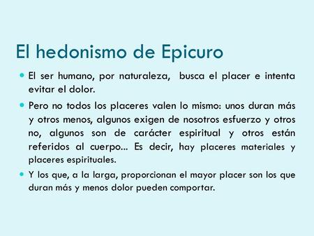 El hedonismo de Epicuro