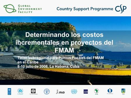 Determinando los costos incrementales en proyectos del FMAM Taller subregional para Puntos Focales del FMAM en el Caribe 8-10 julio de 2008, La Habana,