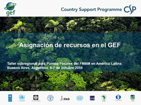 Taller subregional para Puntos Focales del FMAM en América Latina Buenos Aires, Argentina, 6-7 de octubre 2010 Asignación de recursos en el GEF.