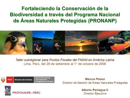 Fortaleciendo la Conservación de la Biodiversidad a través del Programa Nacional de Áreas Naturales Protegidas (PRONANP) Taller subregional para Puntos.